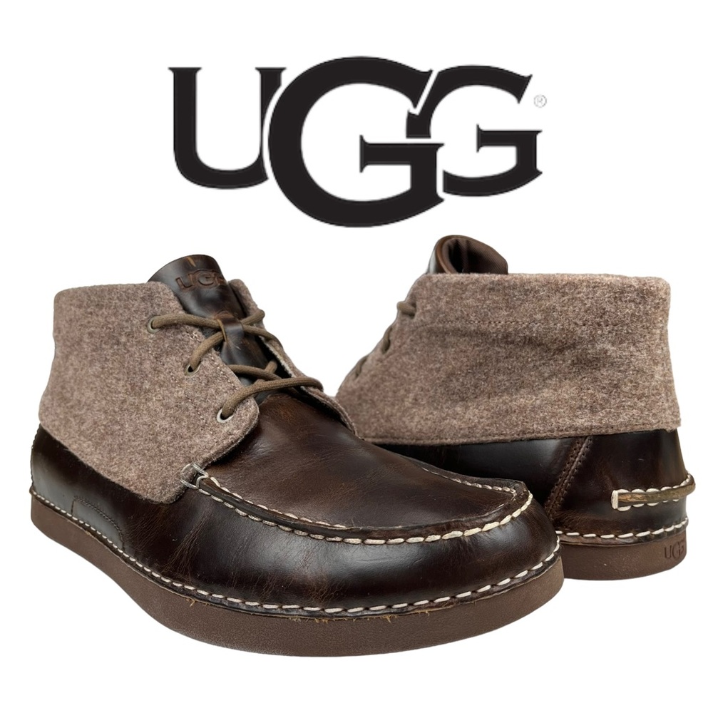 UGG Caldwell Vibram Leather Wool Chukka Boots Brown Men’s Size 12 1003885